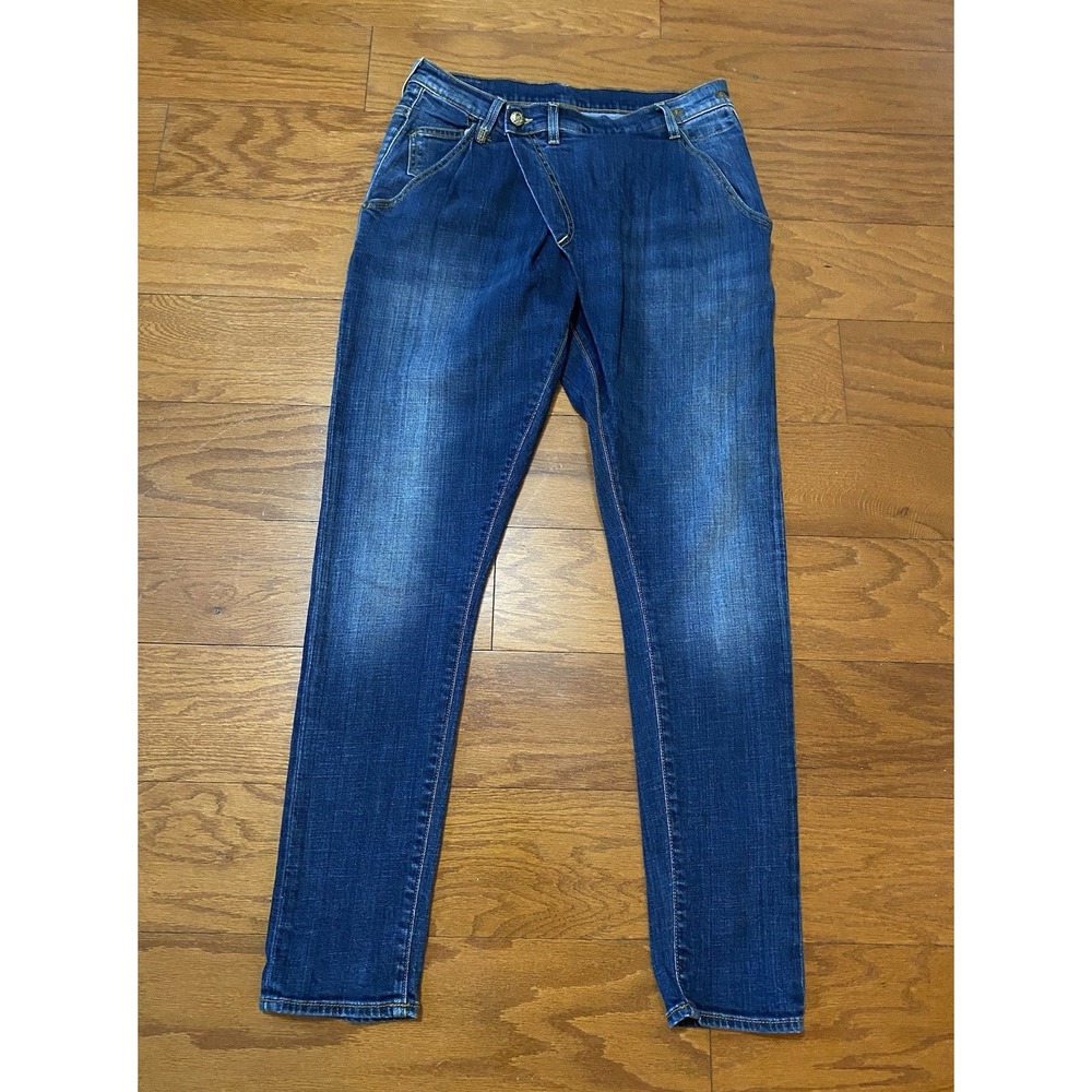 R13 X-Over Crossover Jeans Size 28 Made in Italy Distressed Dark Wash Denim